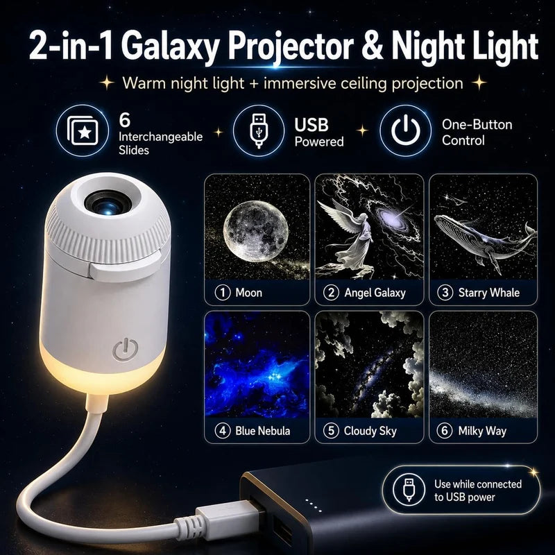 Portable Mini USB Starry Sky Galaxy Projection Lamp – LED Night Light