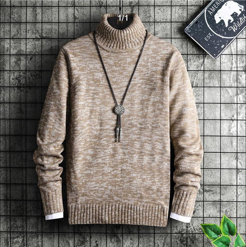 Men's Reversible Jacquard High Neck Sweater – Warm Winter Knit Pullover